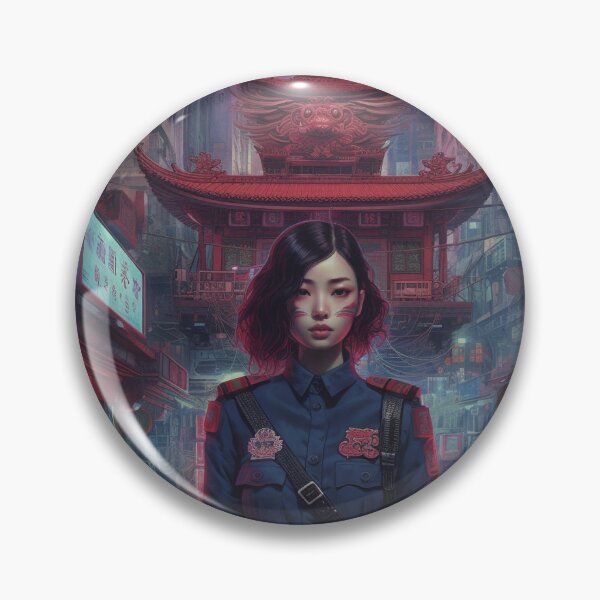 Item preview, Asian Female Police Officer at the Entrance of Petaling Street: Digital Art designed and sold by WFTan.