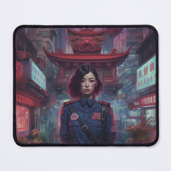 Item preview, Asian Female Police Officer at the Entrance of Petaling Street: Digital Art designed and sold by WFTan.