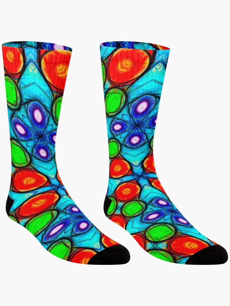 Thumbnail 3 of 5, Socks, Colorful Abstract Flower Pattern designed and sold by Patternflower.
