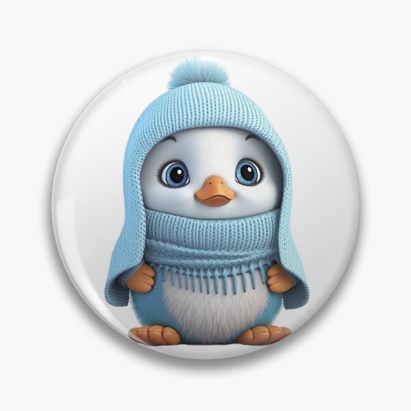 Item preview, colorful fantasy penguin baby changeable colors of eye, fur, knitted hat and scarf - Different logo size, position, color? Email me -  designed and sold by Picture-Art.