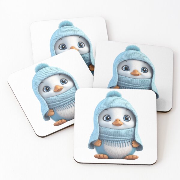 Item preview, colorful fantasy penguin baby changeable colors of eye, fur, knitted hat and scarf - Different logo size, position, color? Email me -  designed and sold by Picture-Art.