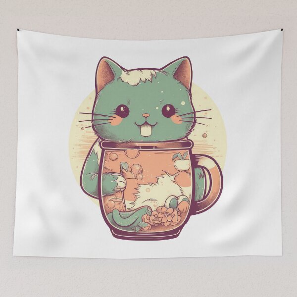 Item preview, Peach the little kitten in the cup designed and sold by StrangeRoom.