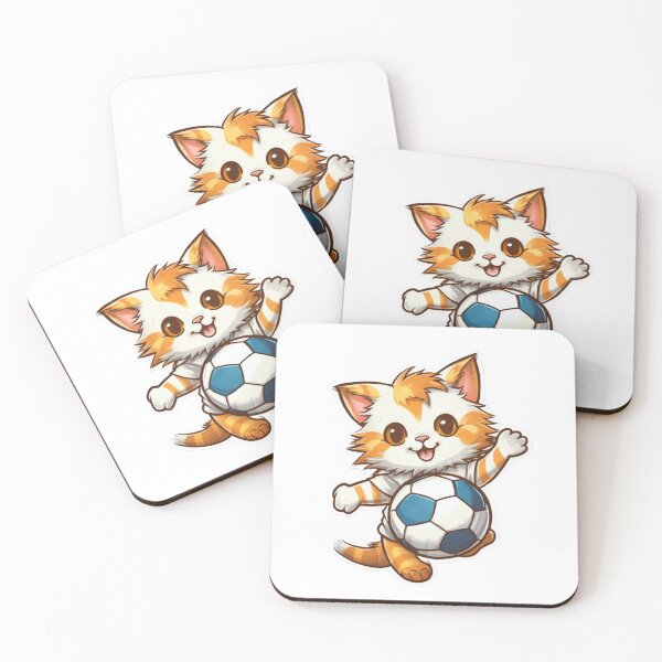 Item preview, Cat Playing Football Cute designed and sold by TekunawArt.