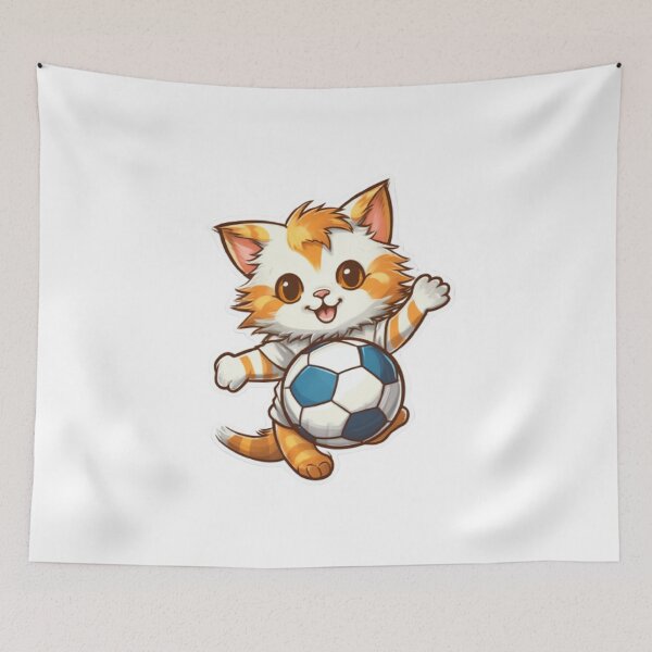 Item preview, Cat Playing Football Cute designed and sold by TekunawArt.