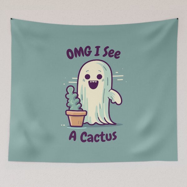 Item preview, OMG I See A Cactus! Just a Succulents Loving Ghost designed and sold by AdiRemba.
