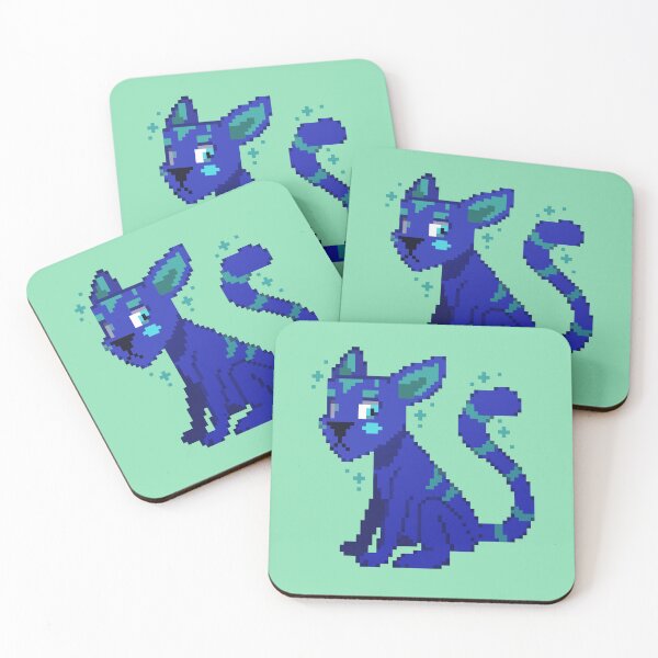 Aperçu de l'œuvre Pixel Art chat scintillant bleu créée et vendue par Kaiko-Roku.