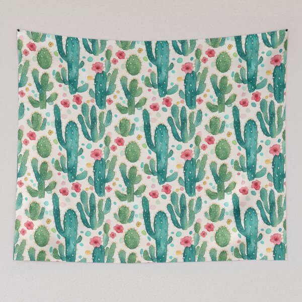 Item preview, Desert Oasis Dreams - Mesmerizing Watercolor Cactus Seamless Pattern designed and sold by CelTopSkinz.