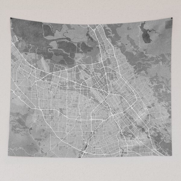 Item preview, Map of San Jose (CA, USA) in gray vintage style designed and sold by blursbyai.