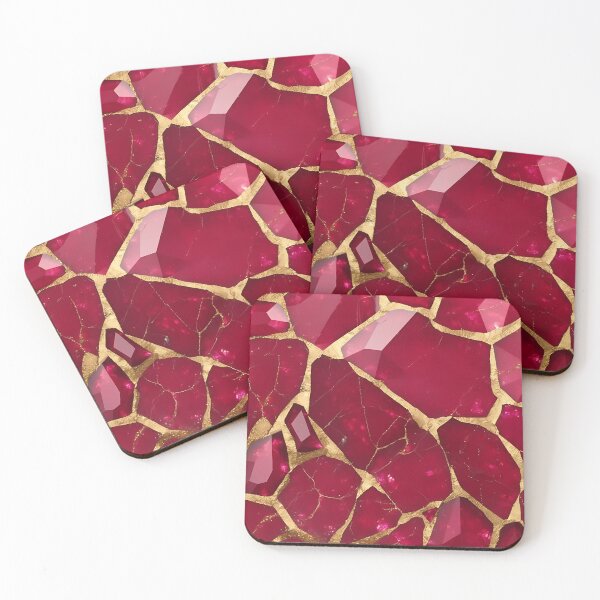Item preview, Luxurious Red Ruby Gemstone Pattern with Gold Streaks designed and sold by SweetWhiskers.