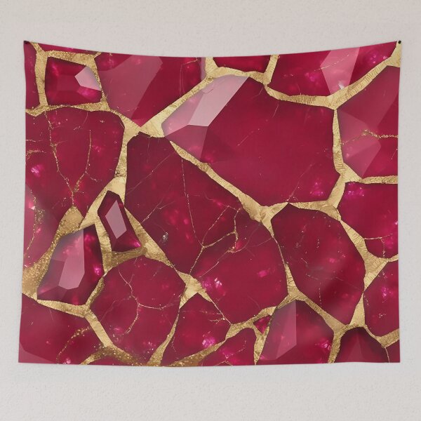 Item preview, Luxurious Red Ruby Gemstone Pattern with Gold Streaks designed and sold by SweetWhiskers.