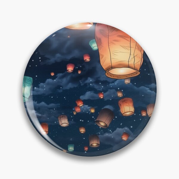 Item preview, Chinese Paper Lanterns Floating in the Night Sky designed and sold by DarsanaCreation.