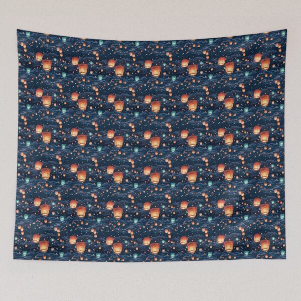 Item preview, Chinese Paper Lanterns Floating in the Night Sky designed and sold by DarsanaCreation.