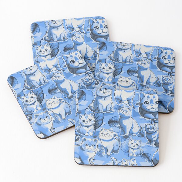 Item preview, Cat #4 design, Cat fabric design, Cat Mom Gift, Pets, Kids gift, Ideal pet gift, Blue grey celours designed and sold by Andimoot.