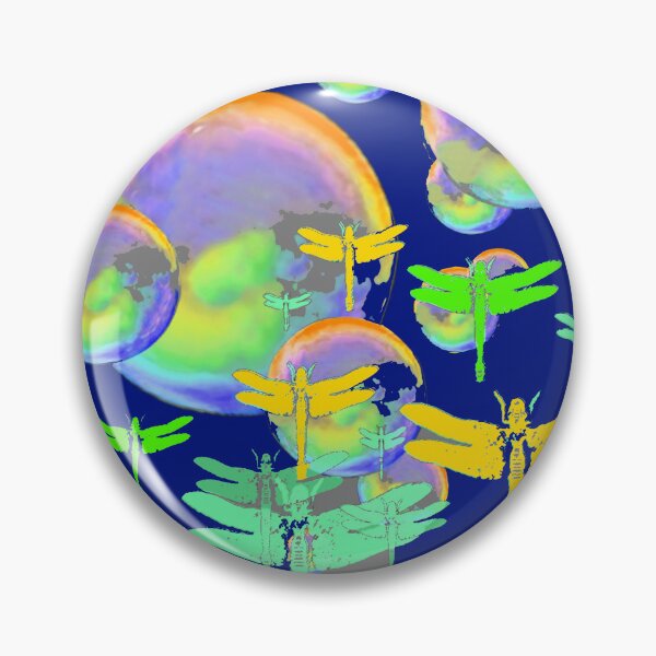 Item preview, DECORATIVE GREEN-GOLD DRAGONFLIES SOAP BUBBLES ART designed and sold by sharlesart.