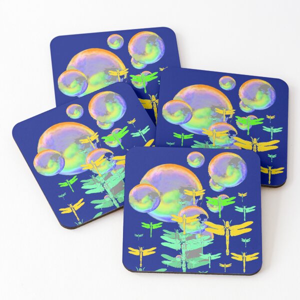 Item preview, DECORATIVE GREEN-GOLD DRAGONFLIES SOAP BUBBLES ART designed and sold by sharlesart.