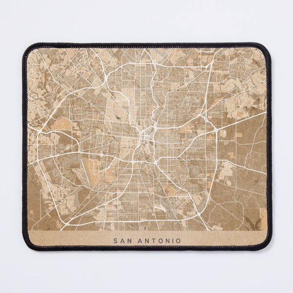 Item preview, Map of San Antonio (TX, USA) in sepia vintage style designed and sold by blursbyai.