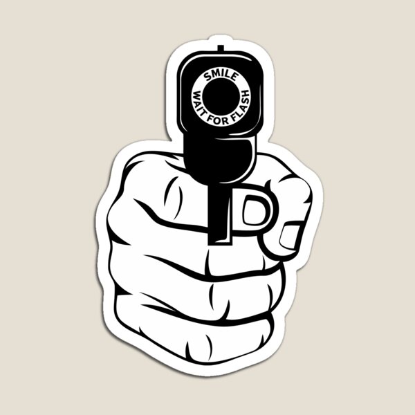 Vista previa del artículo con la obra «El arma está lista "Sonríe, espera flash"», diseñado y vendido por LittleBital.