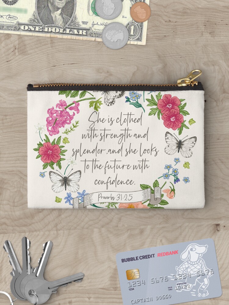 Thumbnail 3 of 4, Zipper Pouch, Proverbs 31:25 designed and sold by Paper Bee Gift Shop.