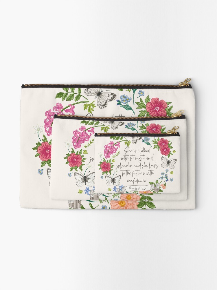 Thumbnail 2 of 4, Zipper Pouch, Proverbs 31:25 designed and sold by Paper Bee Gift Shop.