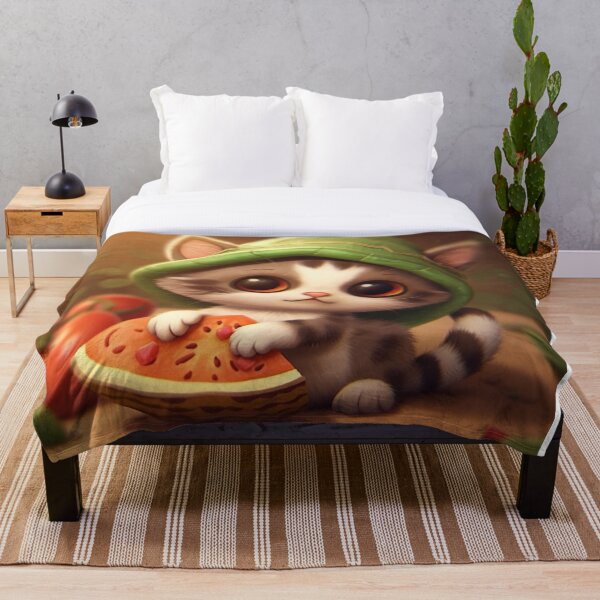 Artikelvorschau, Katze frisst Wassermelone entworfen und verkauft von DigitalPixelize.