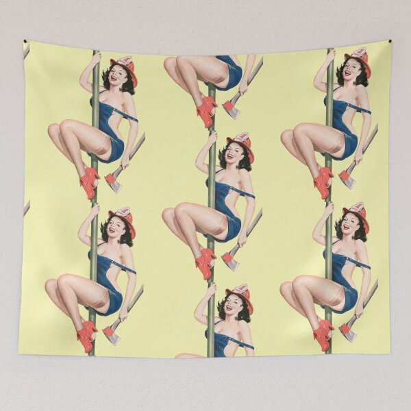 Item preview, Pin up girl ! Firefighter girl with axe  designed and sold by clementcooperc.