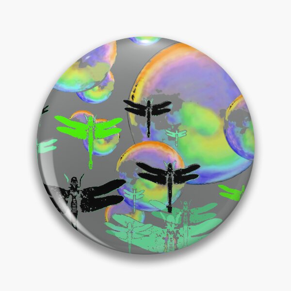 Item preview,   BLACK-GREEN DRAGONFLIES BUBBLES GREY FANTASY ART designed and sold by sharlesart.