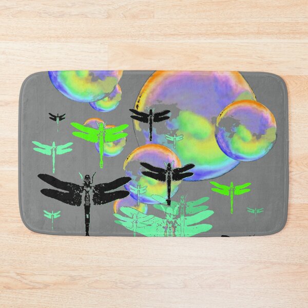 Item preview,   BLACK-GREEN DRAGONFLIES BUBBLES GREY FANTASY ART designed and sold by sharlesart.