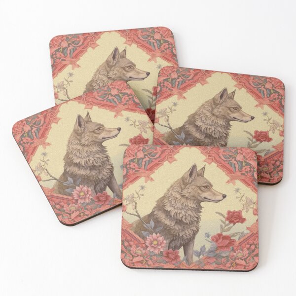 Item preview, Vintage Colorful Wolf with flowers designed and sold by Happy Mood Design.