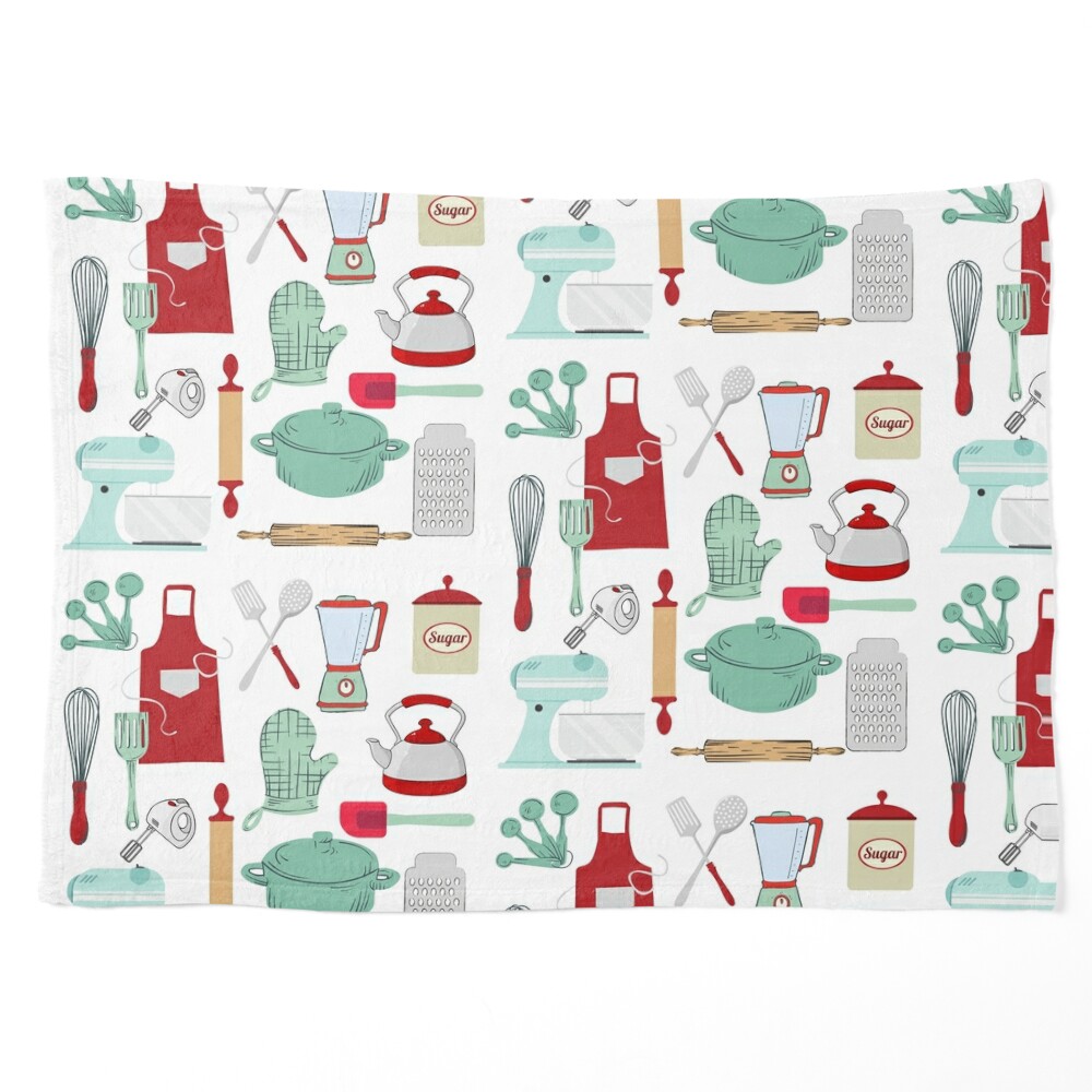 1980s Cute Vintage Retro Light Teal Turquoise Red Baker Kitchen Utensils  Greeting Card for Sale by IamTrending