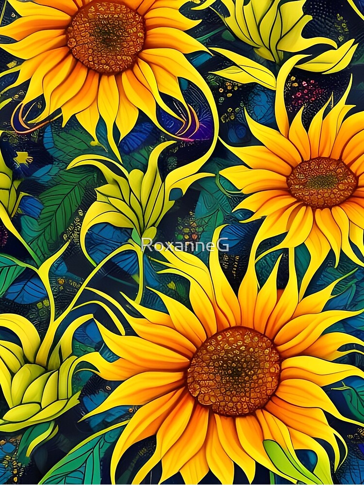 Sunflowers and Leaves