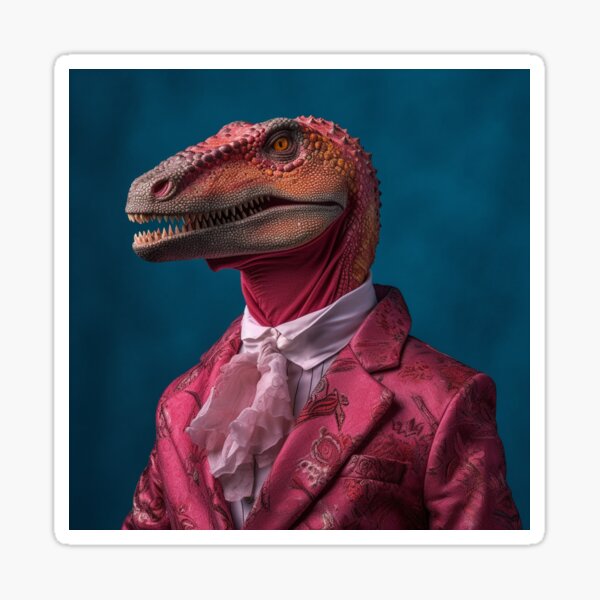 Cretaceous in Coral: A Stylishly Pink Dinosaur Sticker