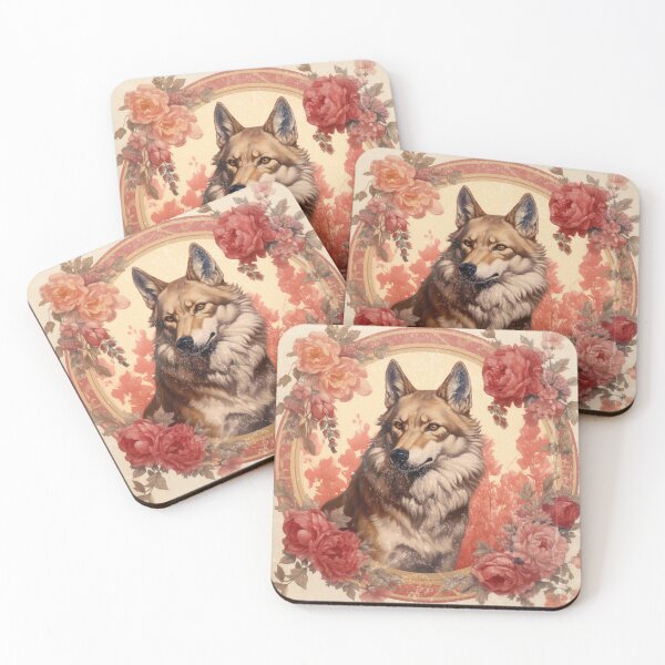 Item preview, Vintage Illustration of Colorful Wolf with flowers designed and sold by Happy Mood Design.