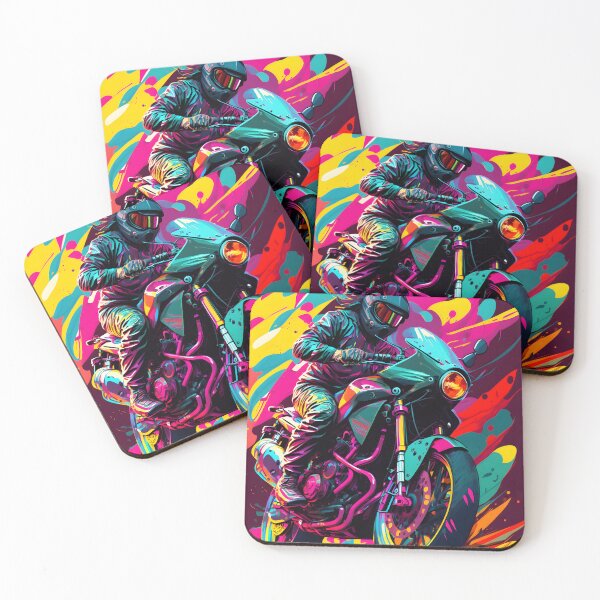 Item preview, Motorcycle inspired Vibrant funky modern art 9 designed and sold by giggles-omg.
