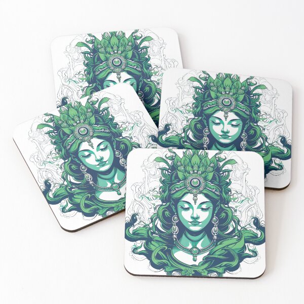 Item preview, Divine Tara, slim, young and beautiful, green metallic colour designed and sold by NadalArtStudio.