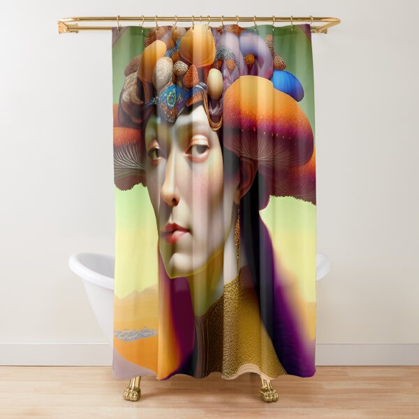 Cortina de ducha moderna de color negro y dorado, cortinas de ducha de arte  abstracto multicolor con pintura al óleo, cortina de ducha para decoración