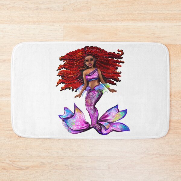Item preview, Mermaid - with fiery red Afro hair,  Black African American melanin queen designed and sold by Artonmytee.