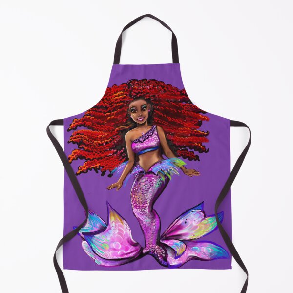 Item preview, Mermaid - with fiery red Afro hair, Black African American melanin queen designed and sold by Artonmytee.