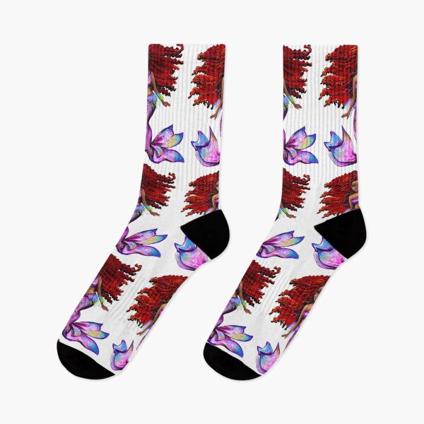 Item preview, Mermaid - with fiery red Afro hair,  Black African American melanin queen designed and sold by Artonmytee.