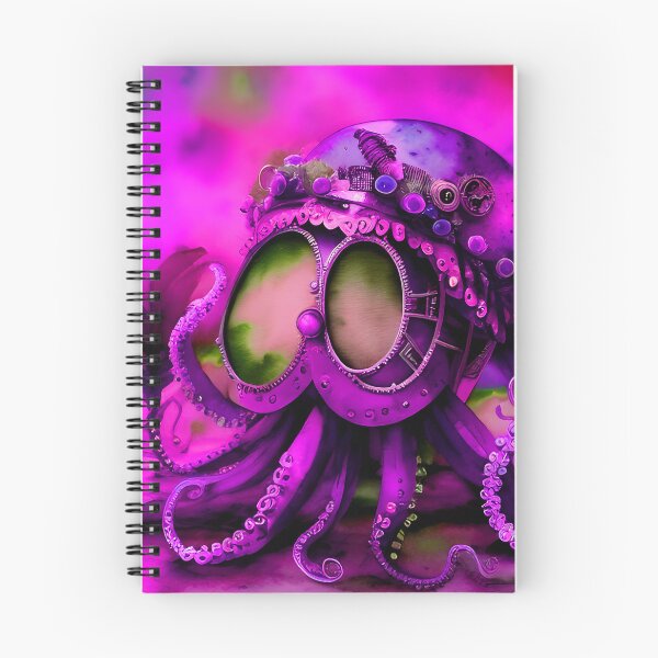 Item preview, Steampunk Octopus Retrofuturism - Lilac and Pink Cephalopod - AI Generated Art 1 of 8 designed and sold by Beachy.