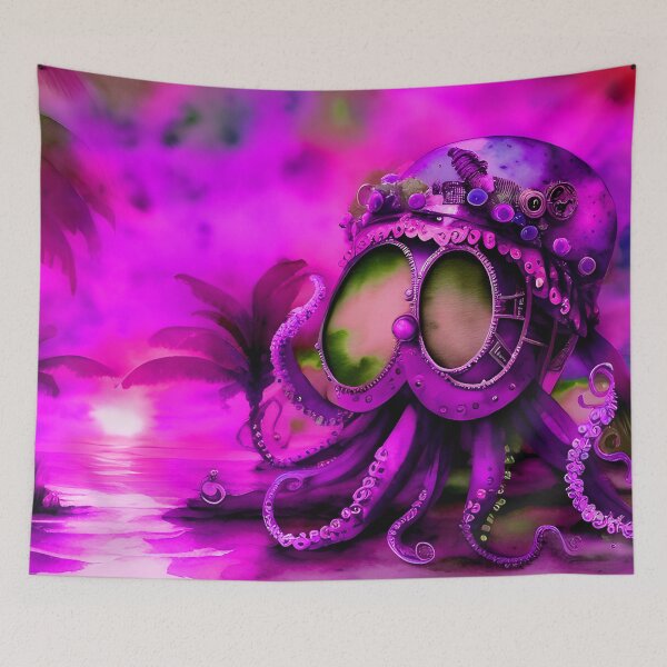 Item preview, Steampunk Octopus Retrofuturism - Lilac and Pink Cephalopod - AI Generated Art 1 of 8 designed and sold by Beachy.