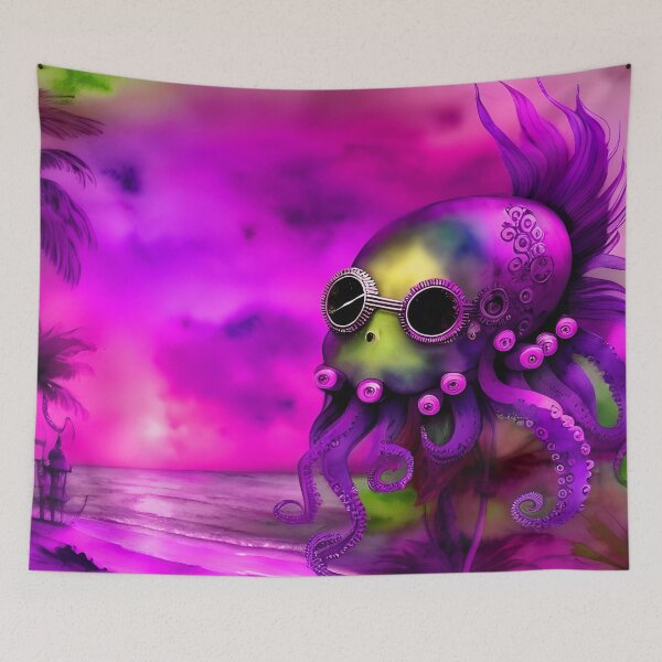 Item preview, Steampunk Octopus Retrofuturism - Lilac and Pink Cephalopod - AI Generated Art 2 of 8 designed and sold by Beachy.