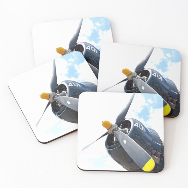 Item preview, Modern Industrial Vintage Propeller Airplane Blue Metal with Yellow Accents under Blue Sky with Clouds designed and sold by ARTbyABACCUS.