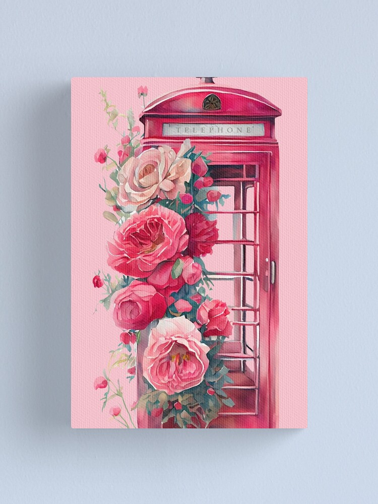 London Phone Box Pink Wall Art Pink Telephone Booth London 