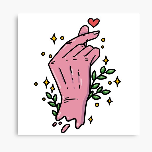 heart with pink hand love symbol Canvas Print