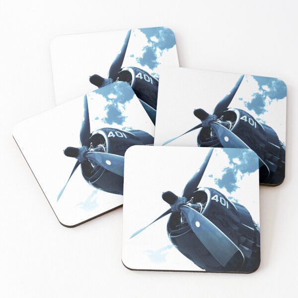 Item preview, Cyantotype Navy Indigo Modern Industrial Vintage Propeller Airplane Blue Metal with Yellow Accents under Blue Sky with Clouds designed and sold by ARTbyABACCUS.