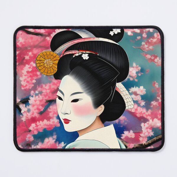 Item preview, Japanese Geisha Cherry Blossom Sakura Watercolour Style Portrait designed and sold by Ameiva-Apparel.