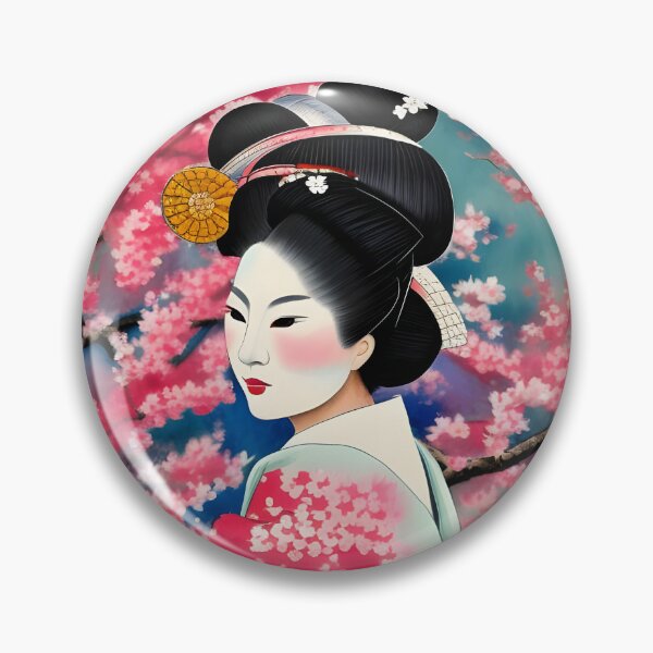 Item preview, Japanese Geisha Cherry Blossom Sakura Watercolour Style Portrait designed and sold by Ameiva-Apparel.