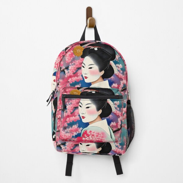 Item preview, Japanese Geisha Cherry Blossom Sakura Watercolour Style Portrait designed and sold by Ameiva-Apparel.