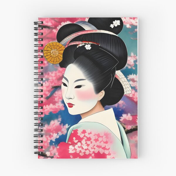Item preview, Japanese Geisha Cherry Blossom Sakura Watercolour Style Portrait designed and sold by Ameiva-Apparel.