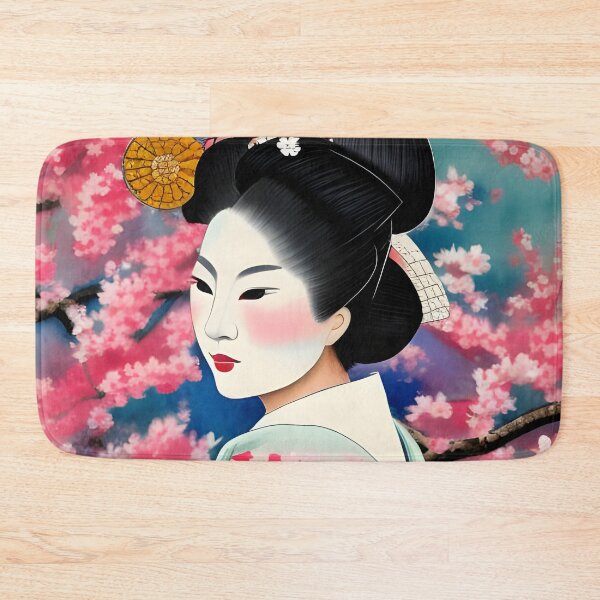 Item preview, Japanese Geisha Cherry Blossom Sakura Watercolour Style Portrait designed and sold by Ameiva-Apparel.